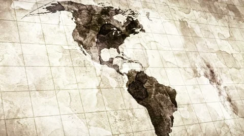 Grunge stained map of the world loopable 4k (4096x2304) Stock-Footage 49036430