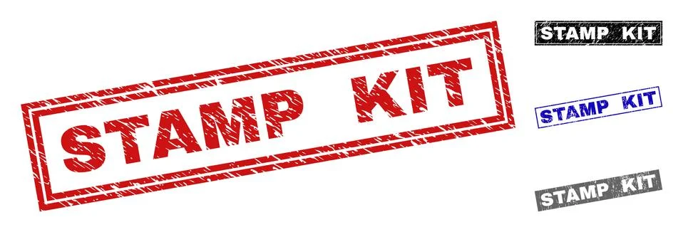 Grunge STAMP KIT Textured Rectangle Stamp Seals 스톡 일러스트