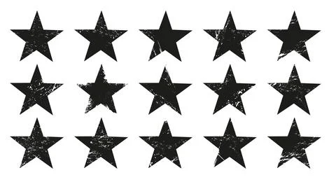 Grunge stars, vector black five pointed stars set イラスト素材