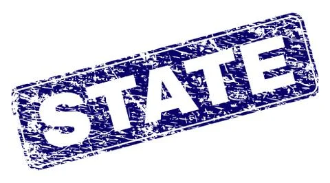 Grunge STATE Framed Rounded Rectangle Stamp Stock Illustration