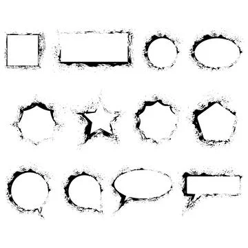 Grunge stencil borders, geometric frames. Isolated vector image. イラスト素材
