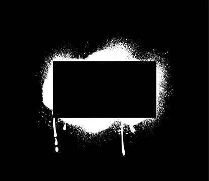 Grunge stencil frame, graffiti spray painted border, vector white spray paint Stock Illustration