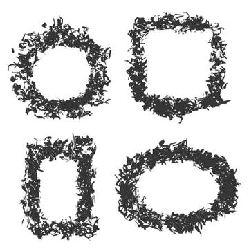 Grunge stencil frames. Blot painted frame, ink splatter texture and stencils Stock Illustration