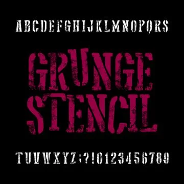 Grunge stencil typeface. Retro alphabet font. Stock Illustration