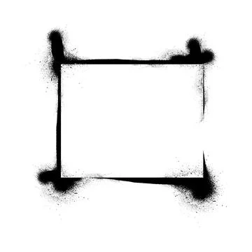 Grunge stencil vector frame with graffiti spray painted border, black spray Stock Illustration