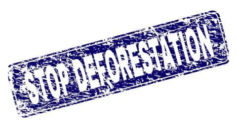 Grunge STOP DEFORESTATION Framed Rounded Rectangle Stamp Stock Illustration