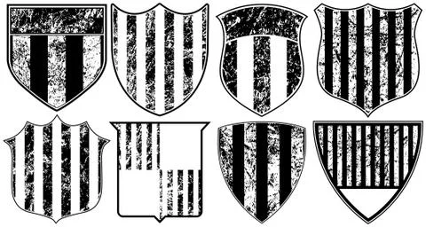 Grunge striped shields Stock Illustration