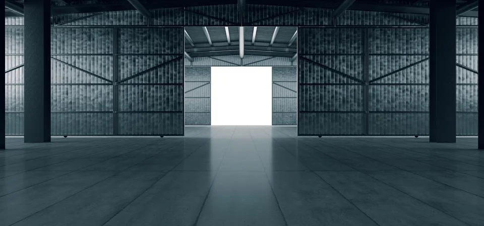 Grunge Studio Showroom Big Empty Steel Concrete Hangar Warehouse Barn Huge Sp Stock Illustration