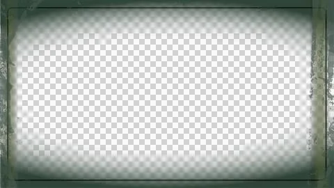 Grunge-style frame is showing dark-green border enclosing gray-blue oval on Stock Illustration
