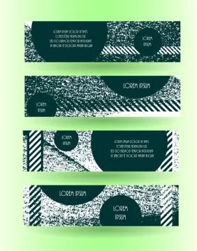 Grunge style horizontal layout banner set. Abstract header collection. Stock Illustration