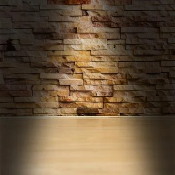 Grunge style interio with brick wall and wood floor Stock Illustration