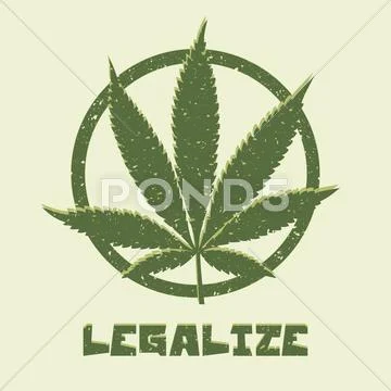 Grunge style marijuana leaf. Legalize medical cannabis. Stock Illustration