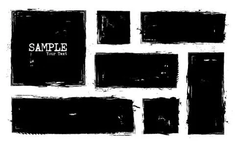 Grunge style set of square and rectangle shapes . Vector . イラスト素材