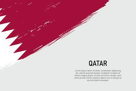 Grunge styled brush stroke background with flag of Qatar Stock-Illustration