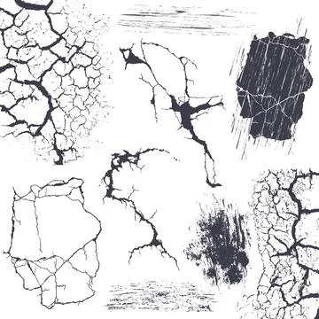 Grunge surface cracks, wall split, road fracture Ilustração Stock