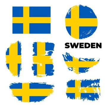 Grunge Sweden flags set. Vector stock illustration Stock Illustration