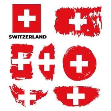 Grunge Switzerland flags set. Vector stock illustration Stock Illustration