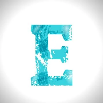 Grunge Symbol E. Font Blue Brush Sketch Style. Stock Illustration