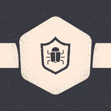 Grunge System bug concept icon isolated on grey background. Code bug concept Stock Illustration