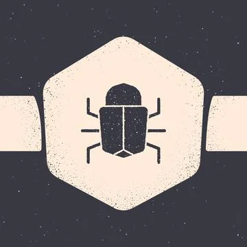 Grunge System bug concept icon isolated on grey background. Code bug concept 스톡 일러스트
