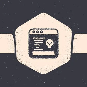 Grunge System bug concept icon isolated on grey background. Code bug concept Illustrazione stock