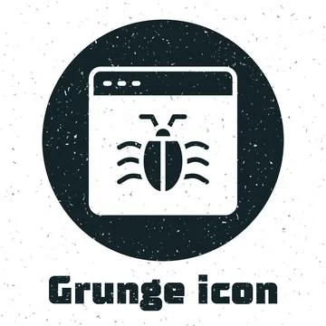 Grunge System bug concept icon isolated on white background. Code bug concept Stock Illustration