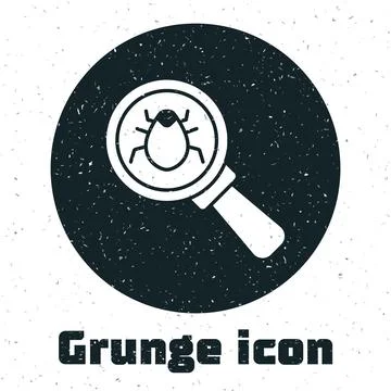 Grunge System bug concept icon isolated on white background. Code bug conce.. Illustrazione stock
