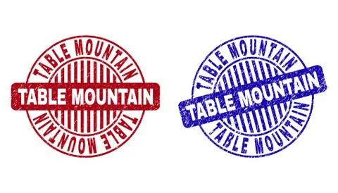 Grunge TABLE MOUNTAIN Scratched Round Watermarks Stock Illustration