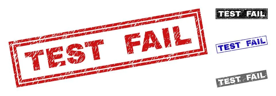 Grunge TEST FAIL Scratched Rectangle Stamps Illustrazione stock