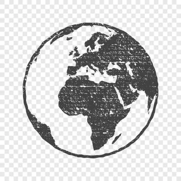 Grunge texture gray world map globe transparent vector illustration 스톡 일러스트