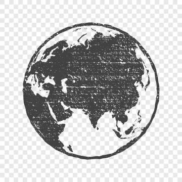 Grunge texture gray world map globe transparent vector illustration 库存插图