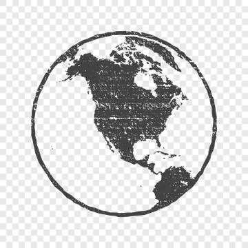 Grunge texture gray world map globe transparent vector illustration 库存插图