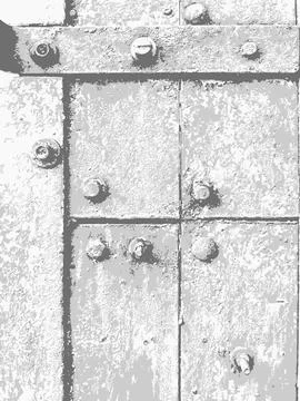 Grunge Texture Metal Panel with Bolts and Flaking Paint Stock Illustration