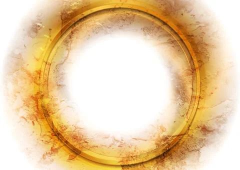 Grunge texture retro wall with glossy golden circle abstract background Stock Illustration