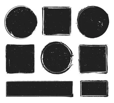 Grunge texture stamp. Circle label, square frame with grunge textures and r.. Stock Illustration