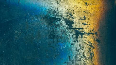 Grunge texture weathered wall blue yellow stains Stock Illustration