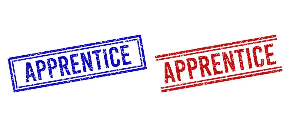 Grunge Textured APPRENTICE Stamps with Double Lines 스톡 일러스트