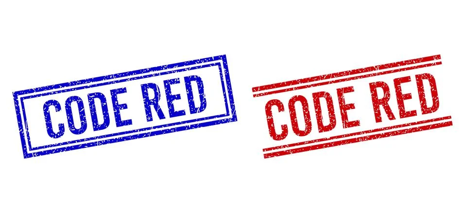 Grunge Textured CODE RED Stamp Seals with Double Lines Stock Illustration