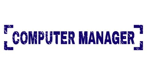 Grunge Textured COMPUTER MANAGER Stamp Seal Inside Corners Stock Illustration
