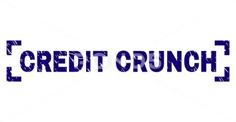 Grunge Textured CREDIT CRUNCH Stamp Seal Between Corners Stock Illustration