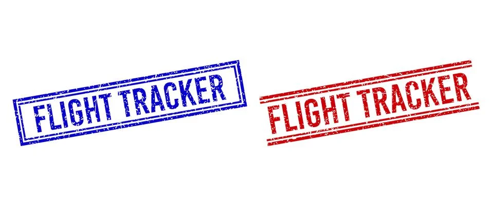 Grunge Textured FLIGHT TRACKER Stamp Seals with Double Lines Stock Illustration