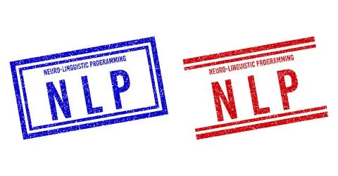 Grunge Textured NEURO-LINGUISTIC PROGRAMMING N L P Stamps with Double Lines Illustrazione stock