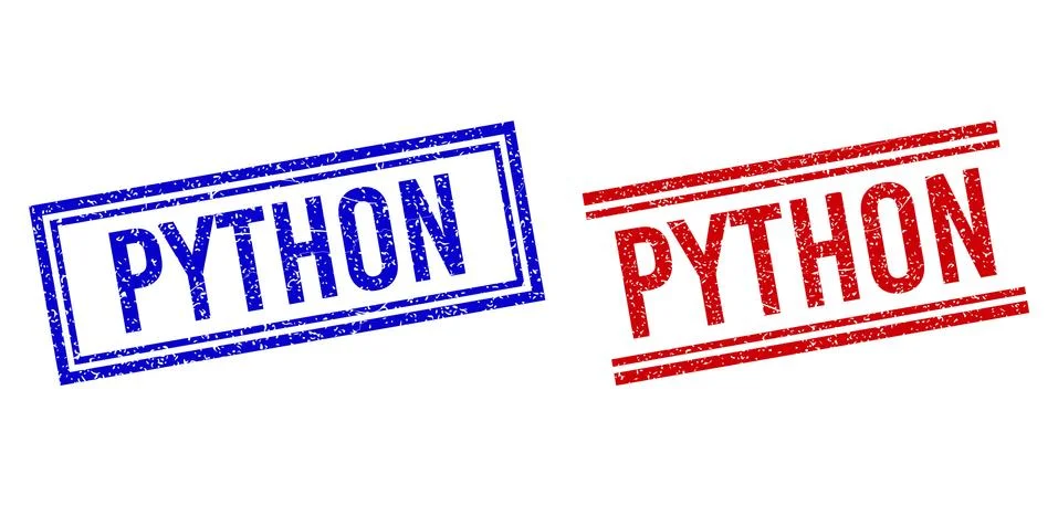 Grunge Textured PYTHON Seal with Double Lines Illustration