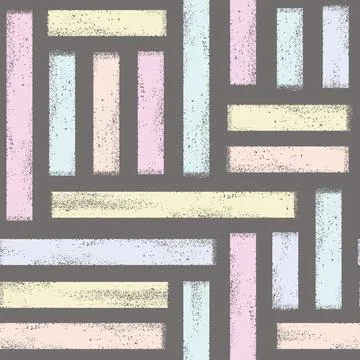 Grunge textured rectangle blocks vector seamless pattern. Pastel color chalk Stock Illustration