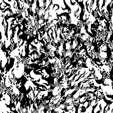 Grunge textured seamless pattern with monochrome texture of sea corals bush. Stock Illustration