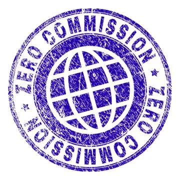 Grunge Textured ZERO COMMISSION Stamp Seal Stock Illustration