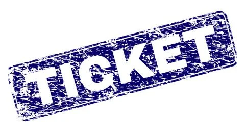 Grunge TICKET Framed Rounded Rectangle Stamp Illustrazione stock