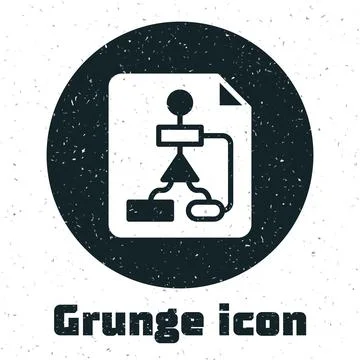 Grunge Tile flowchart for program design or process management plan icon Illustrazione stock