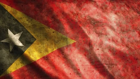 Grunge Timor-Leste Flag Texture - Distressed 2023 Design Video stock 313577561