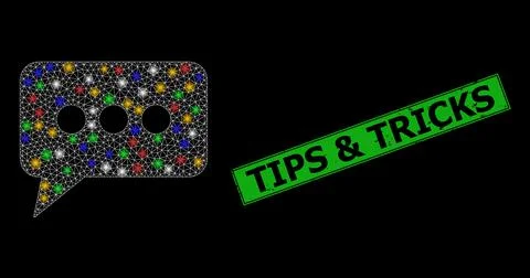 Grunge Tips and Tricks Stamp Seal with Net Chat Message Glare Icon with Colorful Stock Illustration